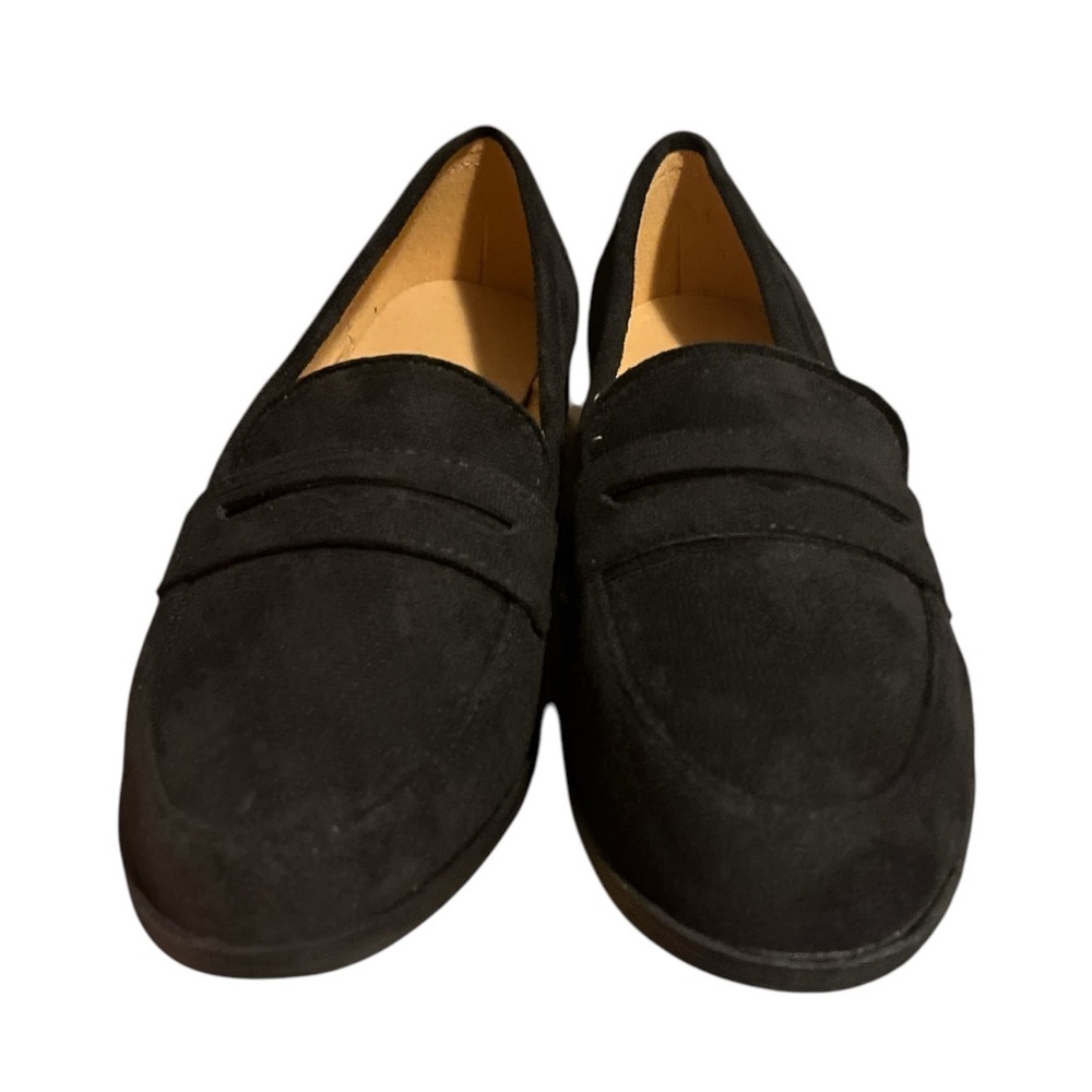Classic Black faux Suede Loafers with Keeper Strap